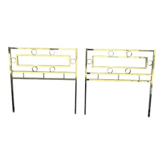 1980s Mid Century Modern Pair of Twin Brass Head Boards For Sale