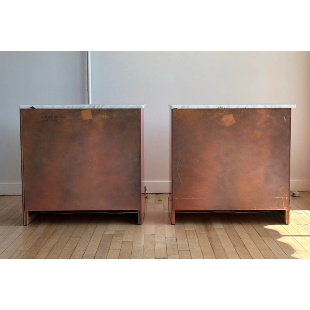 Marble Top Red Lacquered Serpentine Chests, a Pair For Sale In New York - Image 6 of 9