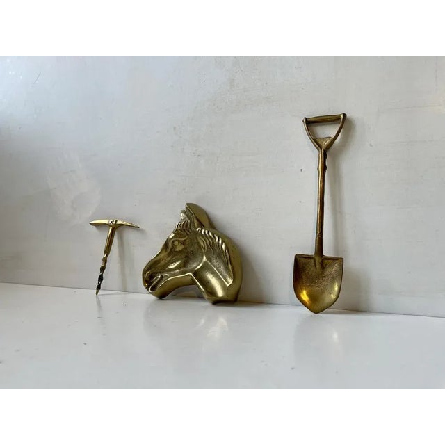 Agricultural Theme Bar Set in Brass, 1960s, Set of 3 For Sale - Image 4 of 4