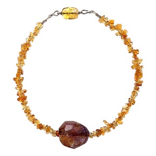 Ajd 16 Inch Citrine Necklace With Large Ametrine Focal For Sale