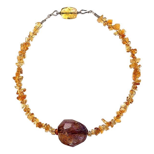 Ajd 16 Inch Citrine Necklace With Large Ametrine Focal For Sale