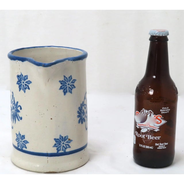 Antique Late 19th Century American Blue Wildflower Pattern Decorated Stoneware Pitcher For Sale - Image 12 of 13