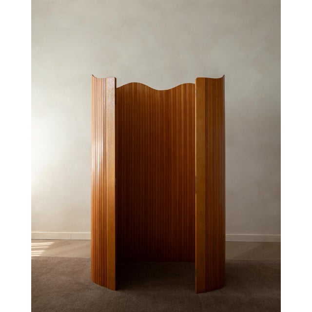 Brown French Art Deco Pine Tambour Room Divider by Jomain Baumann for Baumann, 1930s For Sale - Image 8 of 18