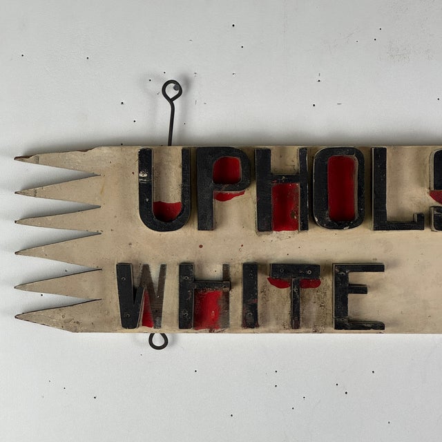 A gorgeous and unique 19th Century handmade and hand painted trade sign for the White Co. establishment advertising...