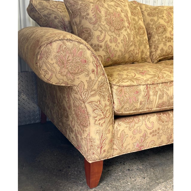 Tan Ethan Allen Rolled Arm Loveseat Sofa For Sale - Image 8 of 11