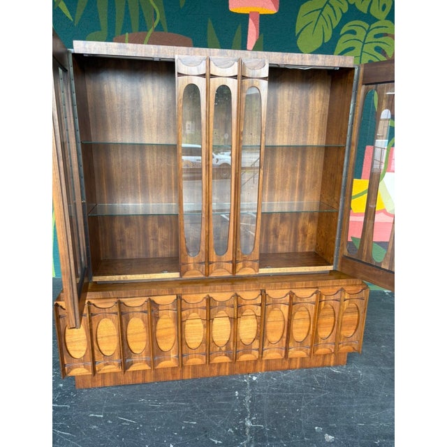 A striking display cabinet to ground any room and give it a showstopper! Canadian made brutalist Tabago hutch in excellent...