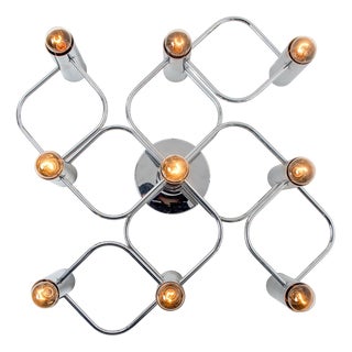 Geometric Silver Chrome Leola Flush Mount, 1970s For Sale