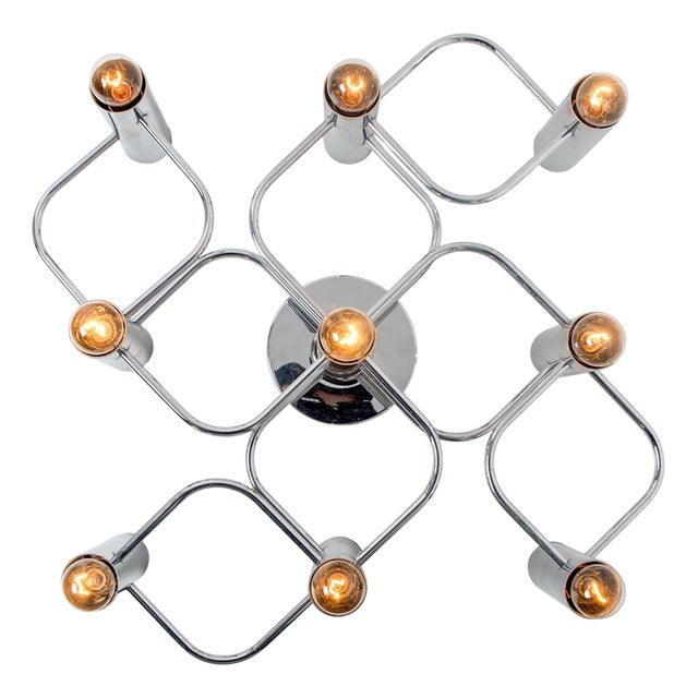 Geometric Silver Chrome Leola Flush Mount, 1970s For Sale