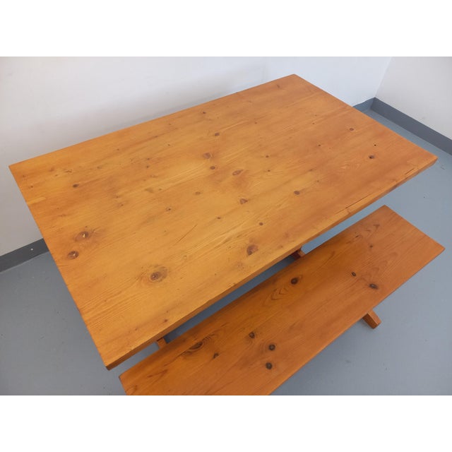 Vintage Fir Table & Benches, 1960s, Set of 3 For Sale - Image 6 of 18