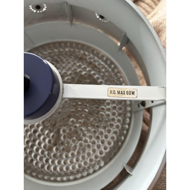 Gray Drum Pendant Lamp with Glass Rosettes, 1960s For Sale - Image 8 of 12