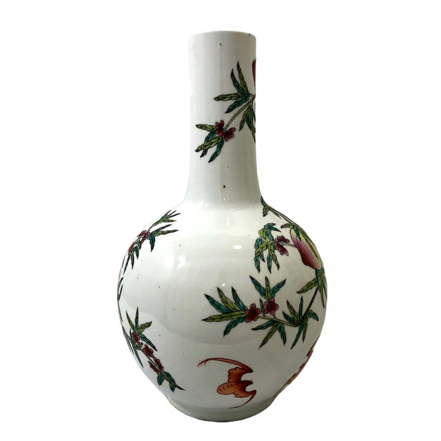 Pair of Large Chinese Famille Rose Porcelain “Nine Peaches” Vases For Sale - Image 4 of 14