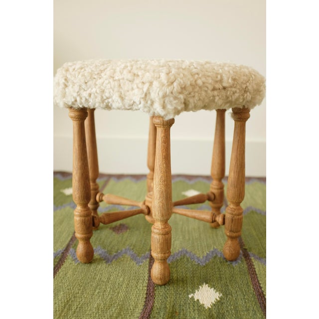 Mid-Century Modern 1950s Scandinavian Modern Sheepskin Stool For Sale - Image 3 of 6