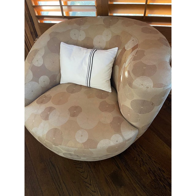 Pair Nautilus Swivel Club Chairs attributed to Directional For Sale In Atlanta - Image 6 of 16