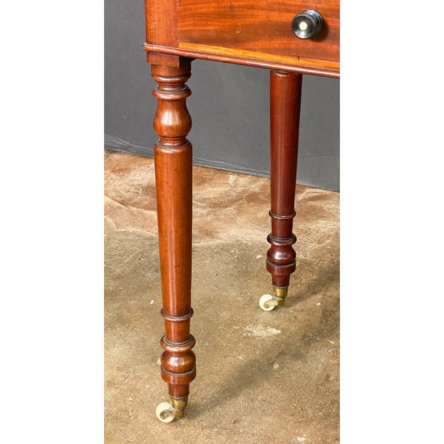 Chestnut English Writing Desk or Side Table of Mahogany With Two Drawers on Casters For Sale - Image 8 of 11
