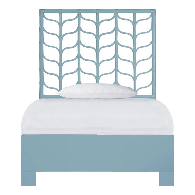 Ivy Platform Bed Twin Extra Long, Pool Blue For Sale