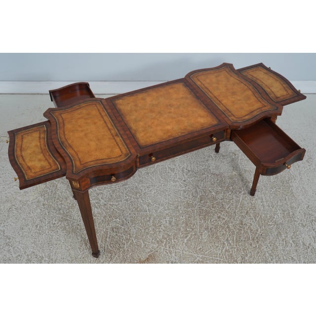 Animal Skin Maitland Smith Leather Top Games Table For Sale - Image 7 of 18
