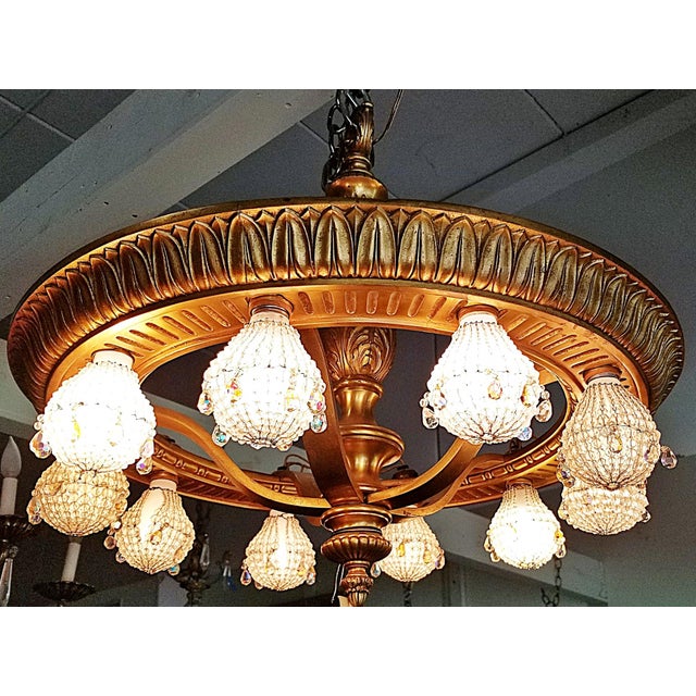 French Bronze Dore' Wheel Chandelier For Sale In West Palm - Image 6 of 10