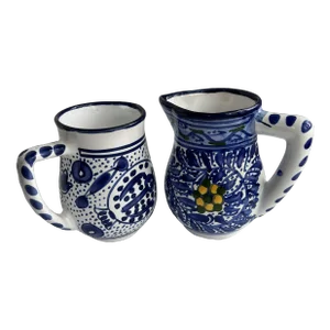 Vintage Blue and White Tunisian Pitchers- 2 Pieces