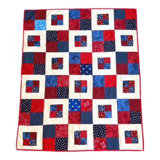 Vintage Handmade Americana Patchwork Quilt by Piedmont Quilters Guild For Sale