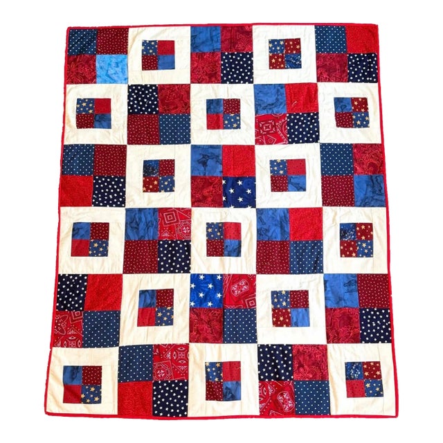 Vintage Handmade Americana Patchwork Quilt by Piedmont Quilters Guild For Sale
