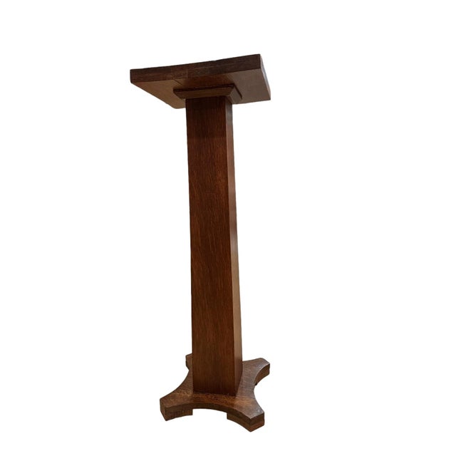 Antique Mission Oak Pedestal Plant Stand For Sale - Image 11 of 11