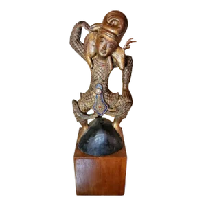 19th Century Burmese Mandalay Dancer Nat Spirit Sculpture