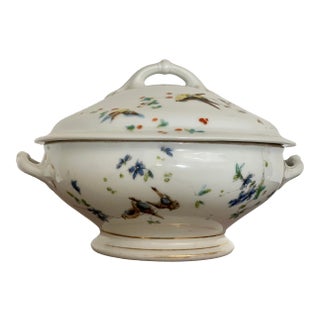 Victorian Hand Painted Porcelain Soup Tureen With Lid For Sale