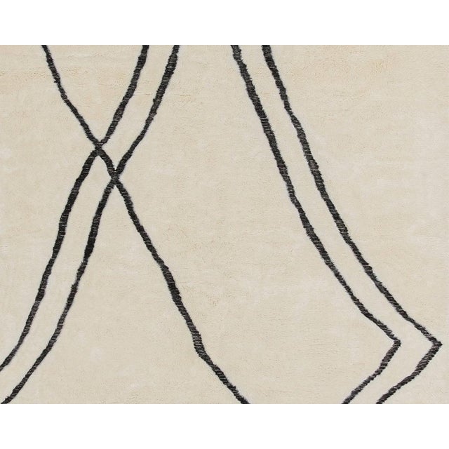 Black Hand-Knotted Wool Rug by Azele Studio For Sale - Image 8 of 9
