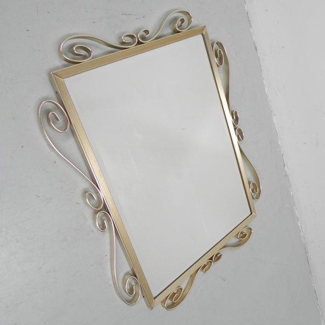 Gold Vintage Faceted Mirror in Aluminum Frame, 1950s For Sale - Image 8 of 17