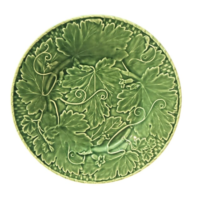 A charming set of five vintage Bordallo Pinheiro plates, beautifully executed in the maker’s iconic Portuguese majolica....