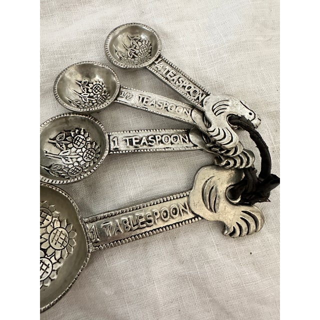 Ganz Metal Embossed Measuring Spoons For Sale - Image 4 of 4