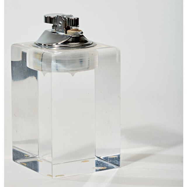 Mid-Century Modern Mid 20th Century Lucite Cube Table Lighter For Sale - Image 3 of 4