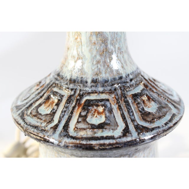 Danish Table Lamp with Blue, Purple and Gray Glaze by Jette Hillerøe for Axella, 1970s For Sale - Image 10 of 13