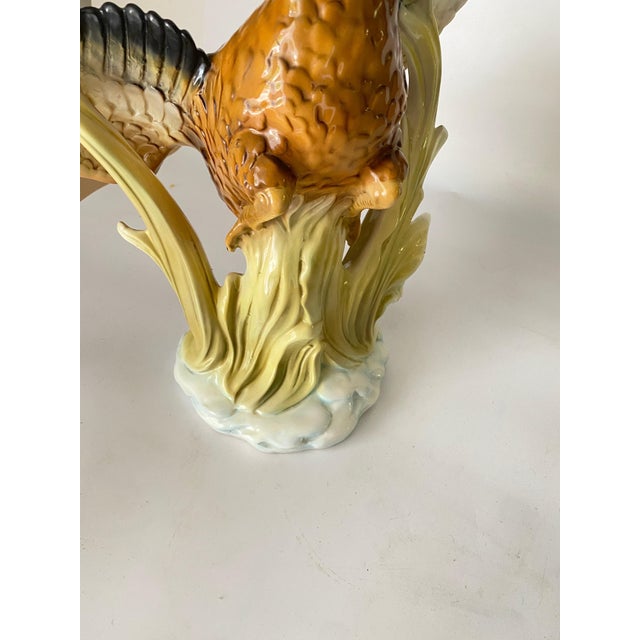 Ceramic Large Ceramic Flying Duck in the Style of Delphin Massier Brown, 20th Century For Sale - Image 7 of 16