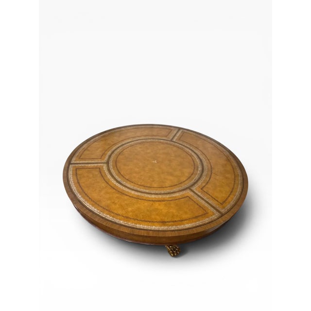 Maitland - Smith Maitland Smith Round Tooled Leather Dining Table For Sale - Image 4 of 14