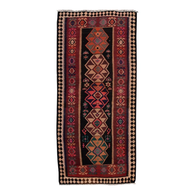 Mid-20th Century Vintage Kilim Runner Rug 5' 1" X 12' 2''. For Sale