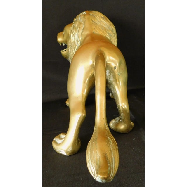 Large Vintage 24" Mid Century Solid Brass Figural Lion Sculpture Figurine For Sale - Image 4 of 7