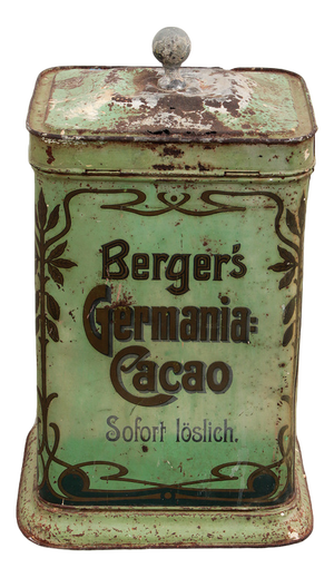 Vintage Bergers Germania-Cacao Storage Tin, Early 20th Century