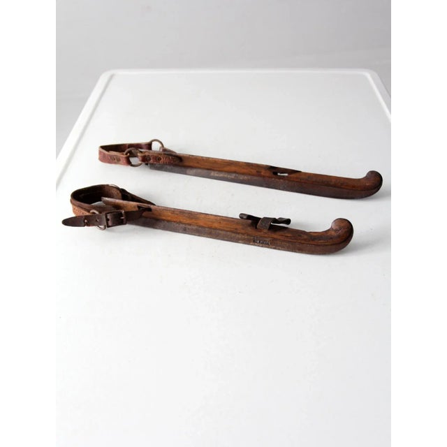 Wood Antique J Noorman Denham Ice Skates For Sale - Image 7 of 13