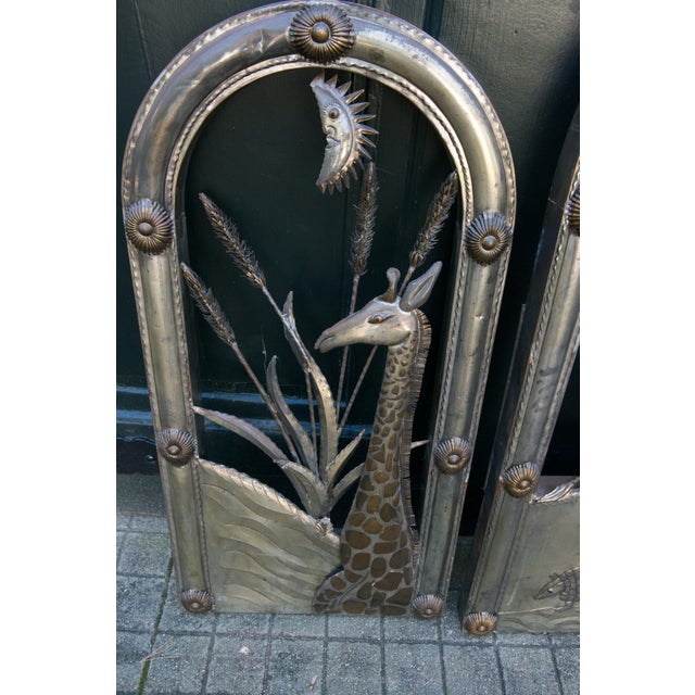 Mid-Century Modern Signed Bustamante Brass Fireplace Screen / Wall Animal Sculpture - Set of 3 For Sale - Image 3 of 13