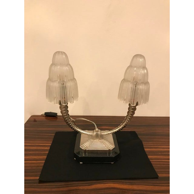 Marius-Ernest Sabino French Art Deco "Waterfall" Table Lamps Signed by Sabino - a Pair For Sale - Image 4 of 11