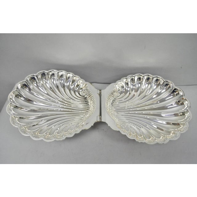 Vintage Eaton Silver Co Regency Silver Plated Clam Shell Warmer W Dolphin Handle For Sale - Image 12 of 18