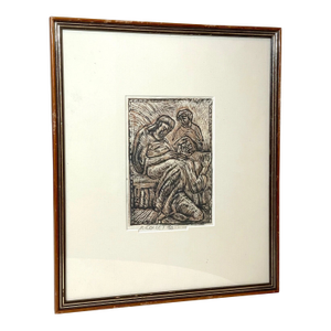 Vintage Religious Original Ruth Collet Woodblock Linocut Figural Pop Art Print