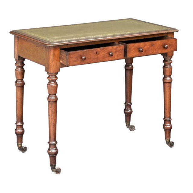 English English Writing Table or Desk of Mahogany With Inset Leather Top For Sale - Image 3 of 12