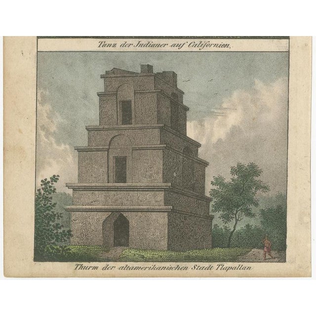 Dance of California Indians and Tower of Tlaxcallan, 1800s, Paper For Sale - Image 4 of 9