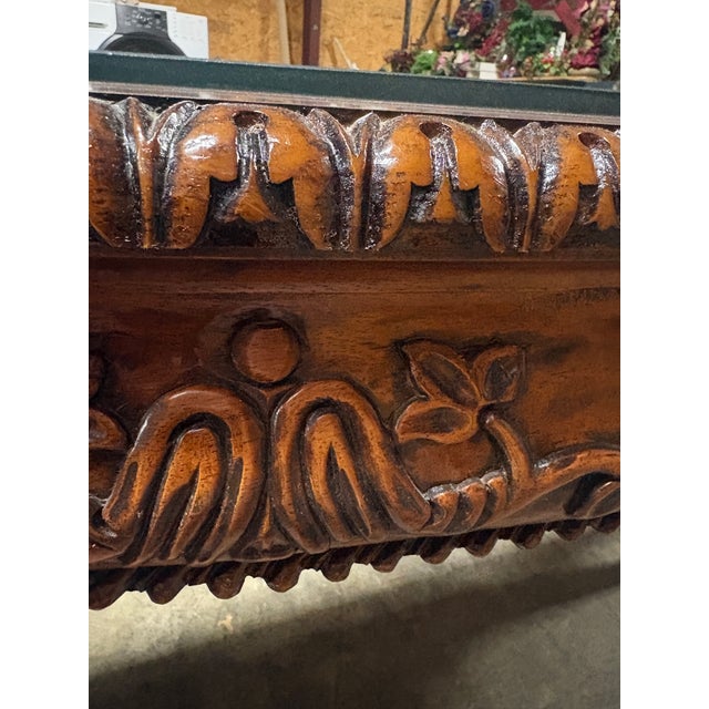 Brown 1990s Solid Mahogany End Tables With Intricate Carving in Nashville For Sale - Image 8 of 11