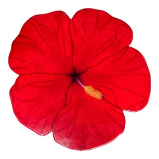 Vintage Red Hibiscus Flower Lazy Susan For Sale
