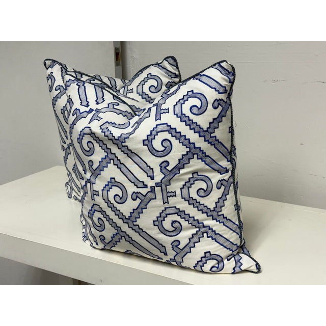 Abstract Eastern Accents Sunda Indigo Decorative Pillows, Pair For Sale - Image 3 of 12