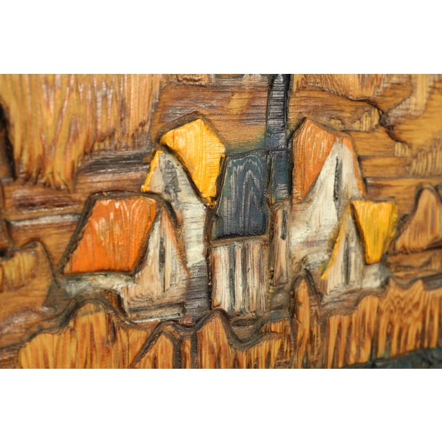 Mid-Century Modern 1970s Jean-Claude Gaugy Carved Wood Panel For Sale - Image 3 of 7