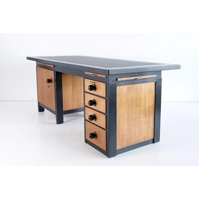 Oak, Macassar and Ebony Desk by Frits Spanjaard, 1932 For Sale - Image 4 of 11